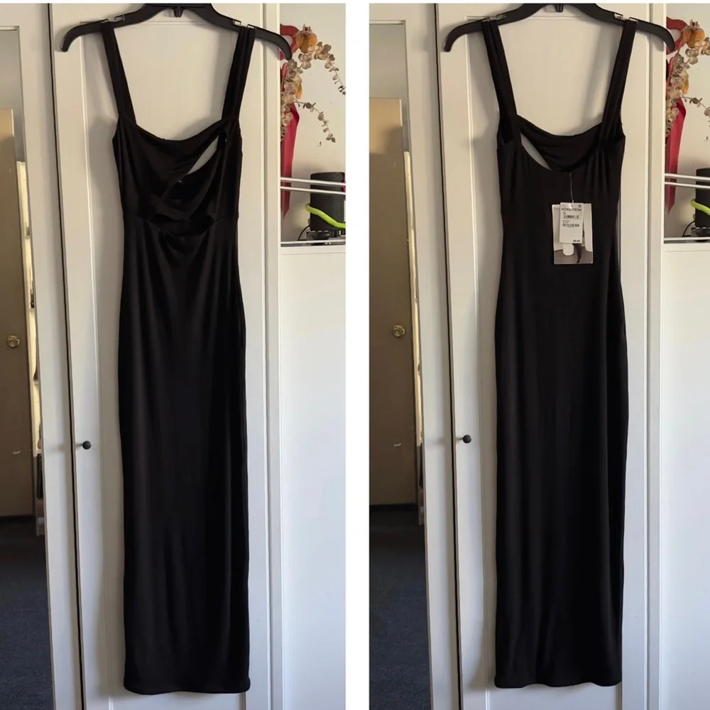 Naked Wardrobe Black Cutout Midi Dress NWT - Picture 2 of 10